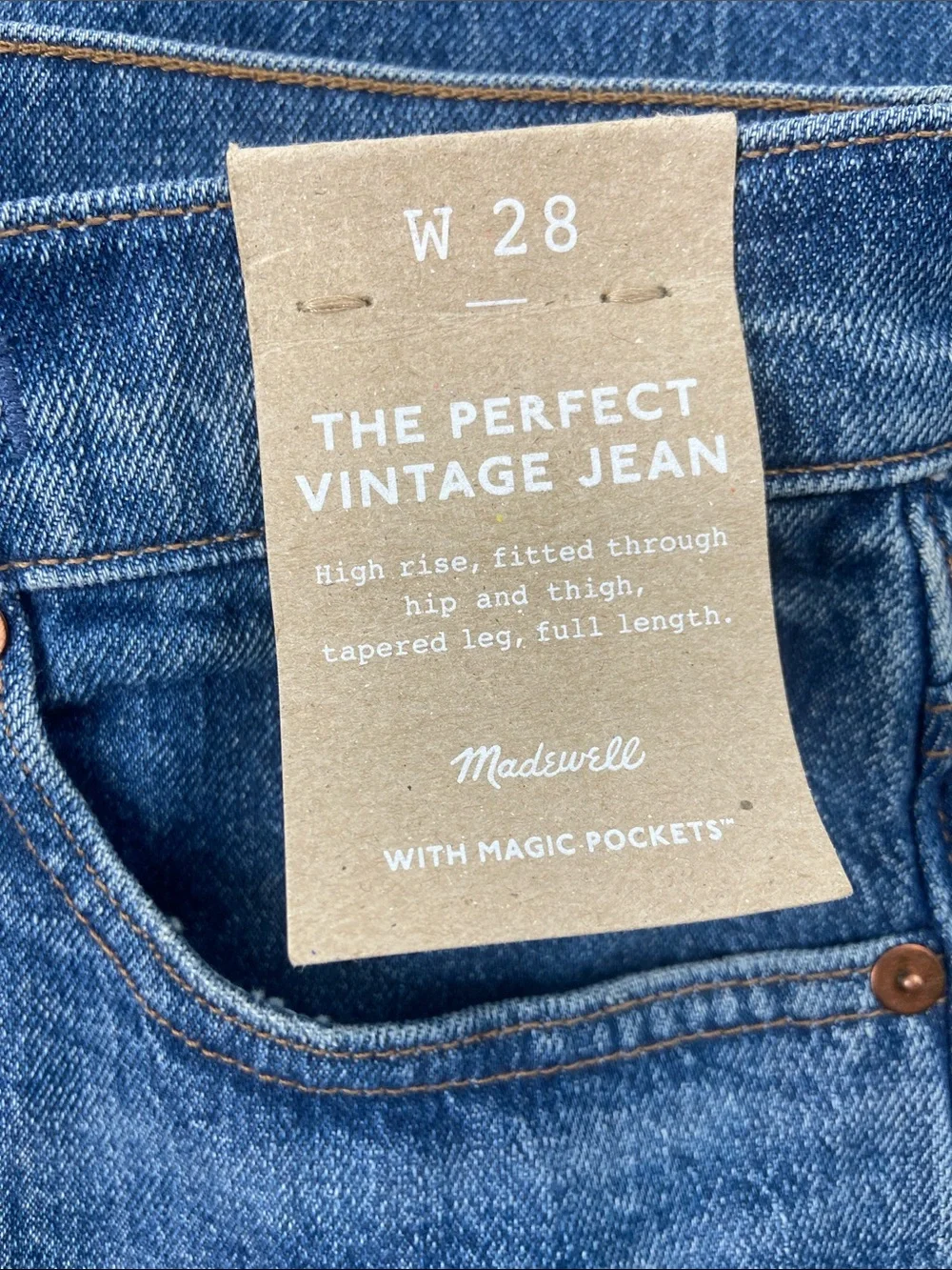 NWT Madewell The Perfect Vintage Jean size 28